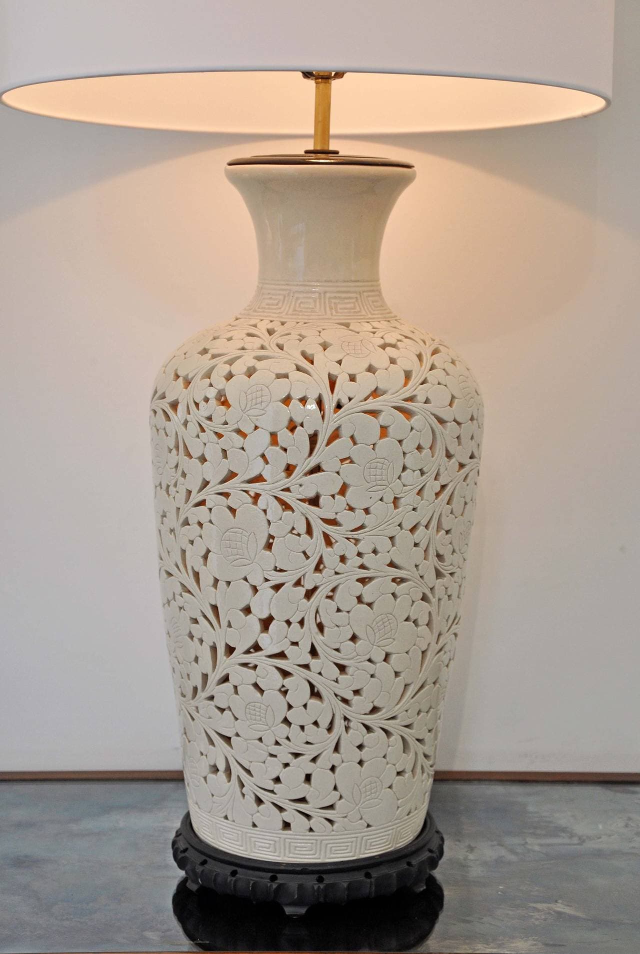 Ceramic Lamp with Interior Light at 1stDibs