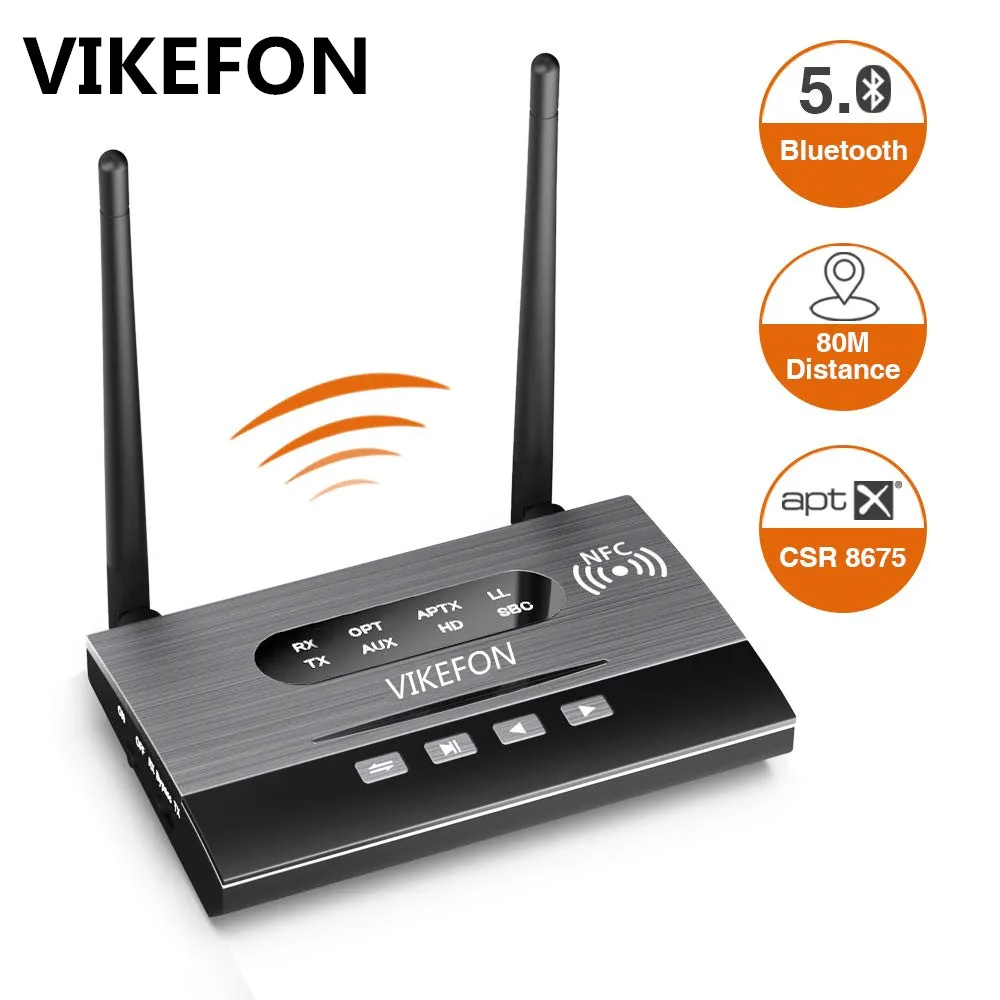 Bluetooth 5.0 Transmitter Receiver Long Range Audio Adapter for TV ...