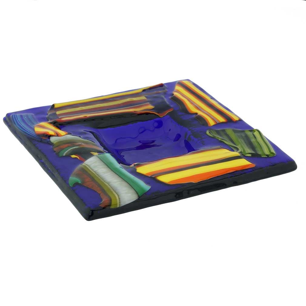 Murano Glass Accent Plates | Murano Glass Square Decorative Plate - Blue