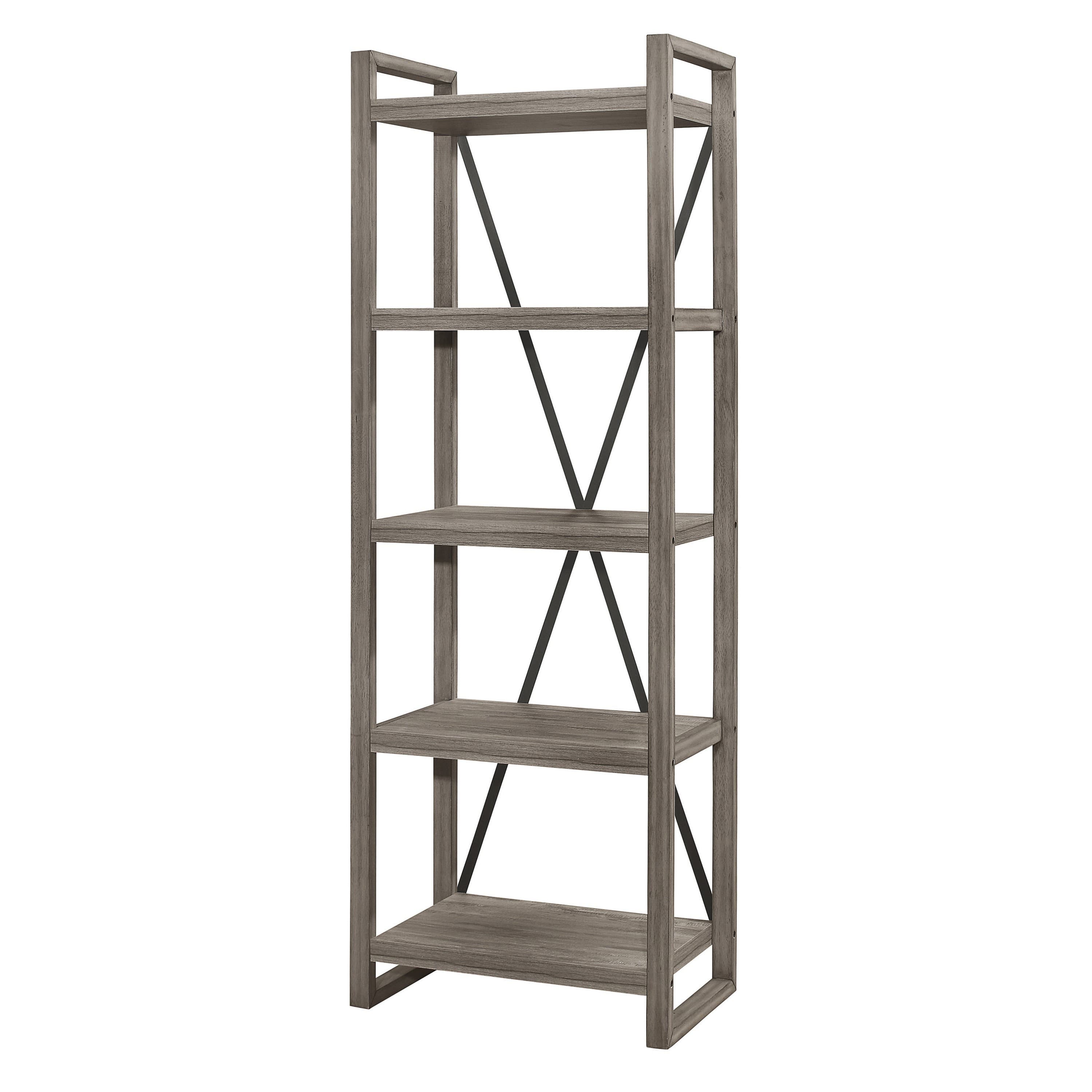 17 Stories Loudon 77 In. Weathered Gray Wood 5 Shelves Standard Side ...