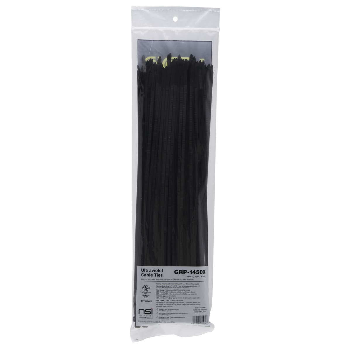 14”, Black General Purpose 50lb Cable Ties, 100 Pack - NSI Industries