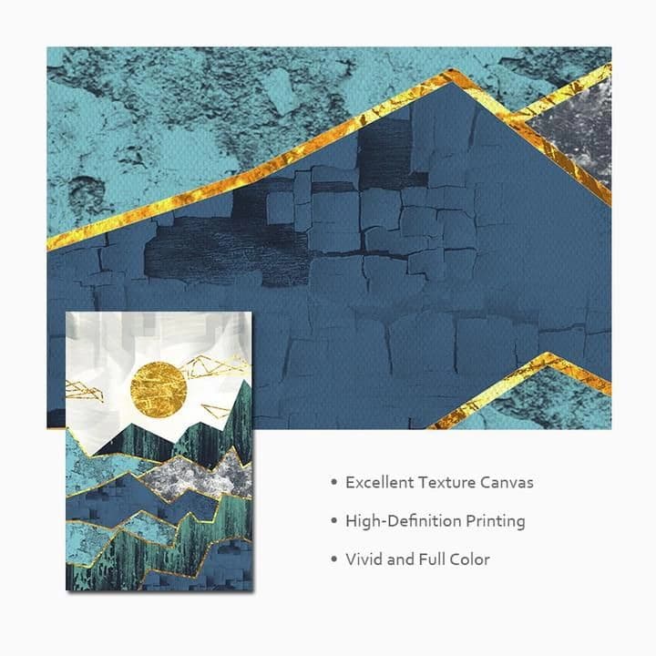 Wall Art Painting Geometric Mountain Landscape Canvas Abstract ...