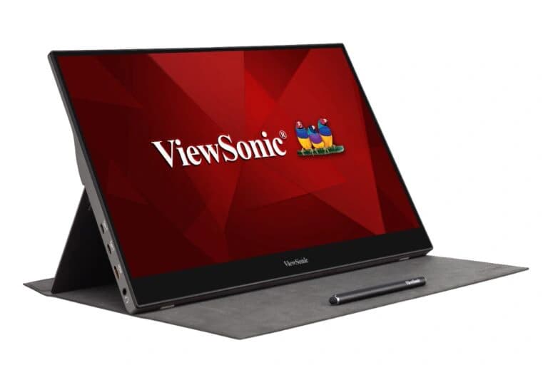 ViewSonic TD1655 15.6 Inch 1080p Portable Monitor with IPS Touchscreen, 2 Way Powered 60W USB C, Eye Care, Dual Speakers, Built-in Stand with Smart Cover