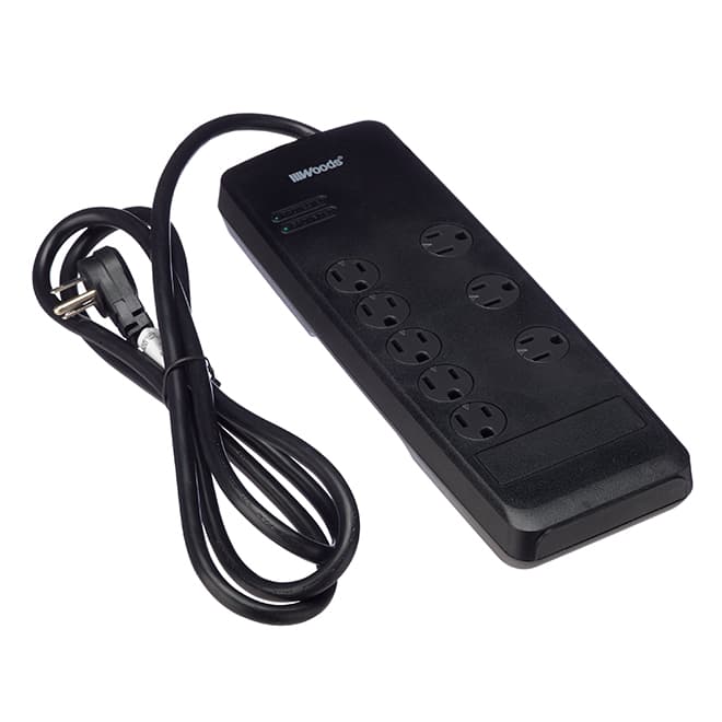 WOODS 8-Outlet Power Bar - Plastic - 6' - Black 41618 | RONA