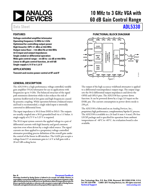 ADL5330 Datasheet | Analog Devices