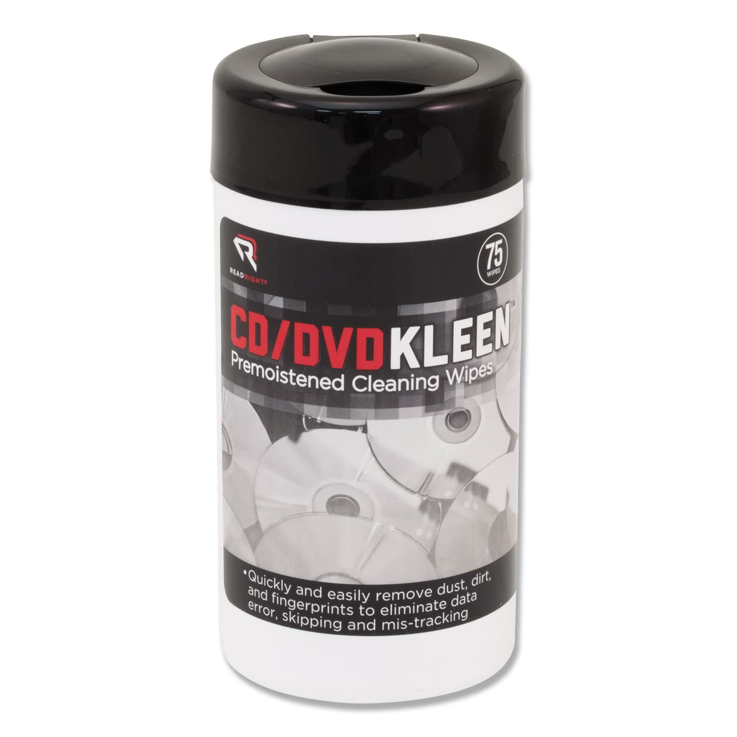 Read Right CD/DVD Kleen Cleaner Wet Wipes, 5 1/4 x 5 3/4, 75/Tub ...