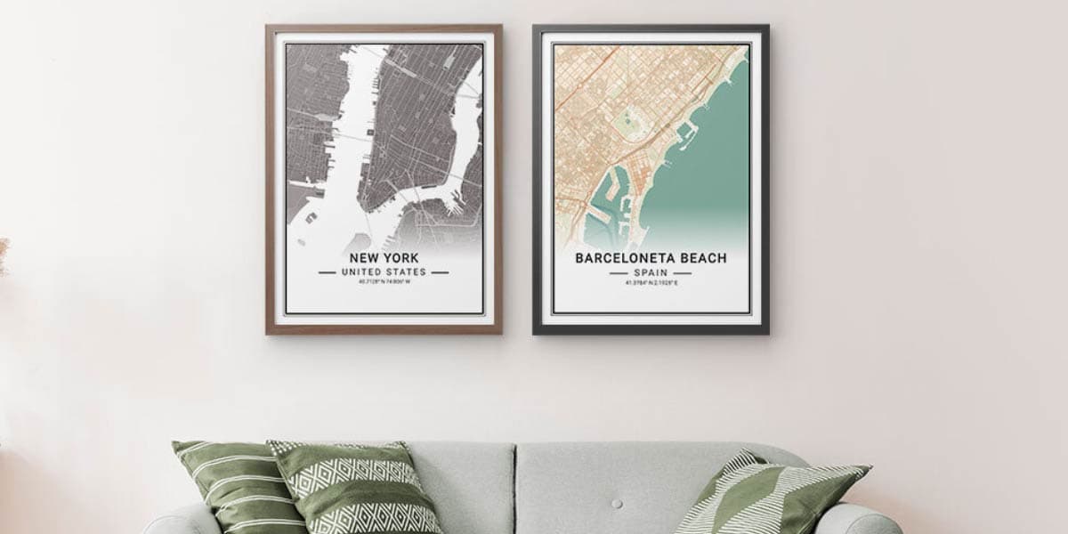 Custom Map Posters & Framed Map Prints | Grafomap