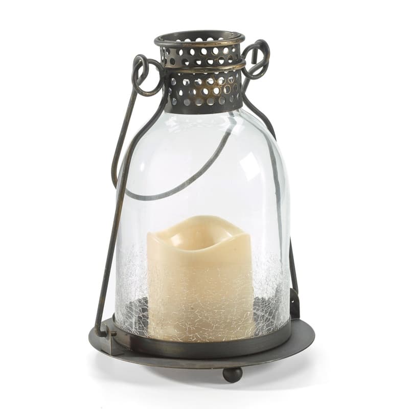 9.05" Glass Tabletop Lantern with Candle Included | Foter