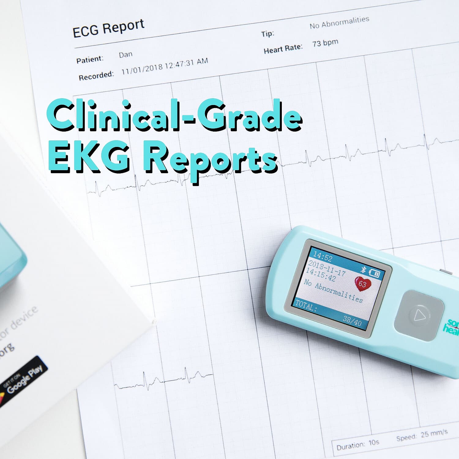 EKGraph Portable ECG Heart Rate Monitor SonoHealth - Kardia Mobile ...