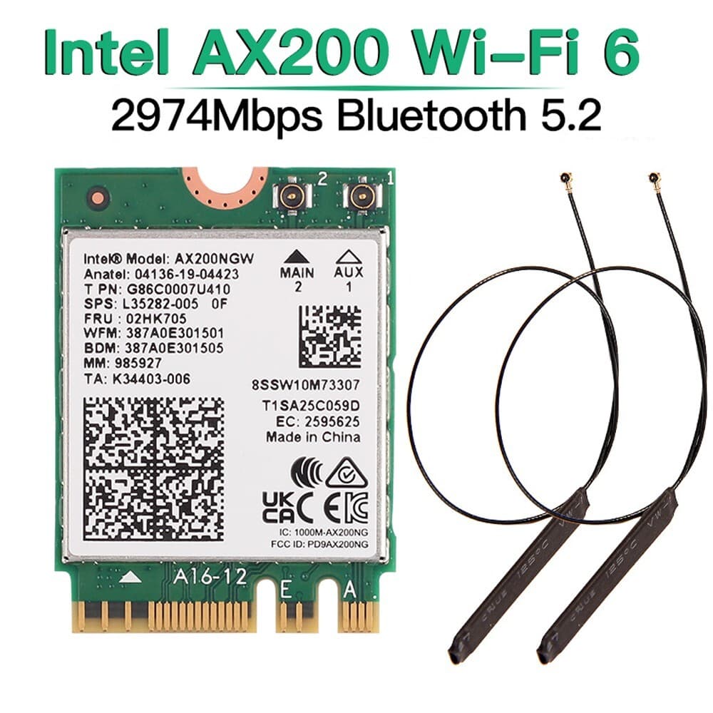 Intel Wi-Fi 6 AX200 AX200NGW M.2 Wifi Card Bluetooth Dual Band ...