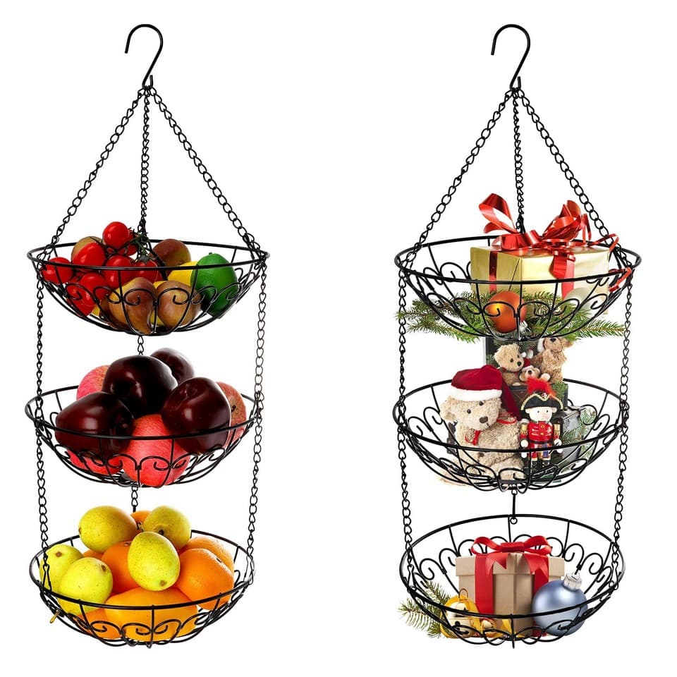 3tier Hanging Fruit Basket Heavy Duty Wire Baskets …