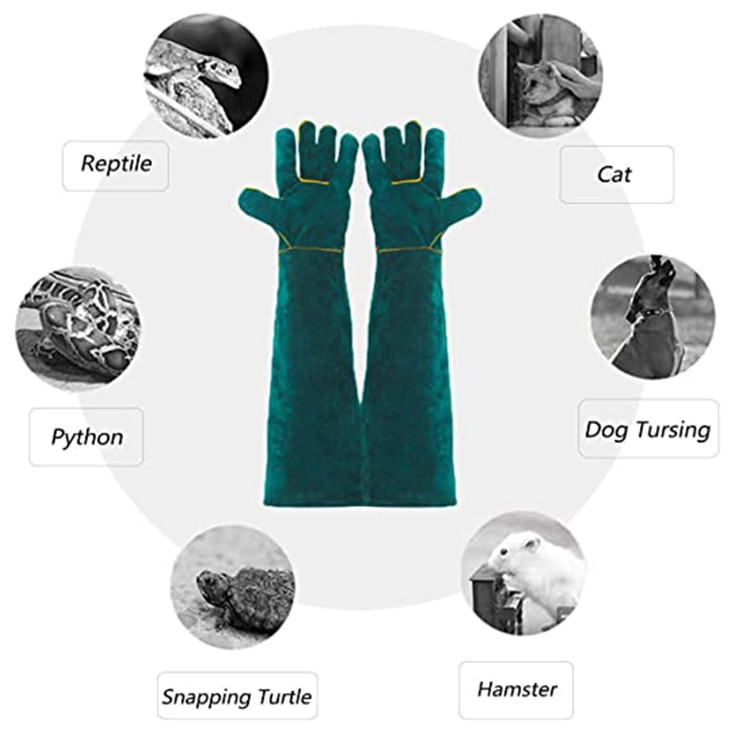 Animal Handling Gloves Leather Sleeve Bite Proof Dog Cat Bird Reptile ...