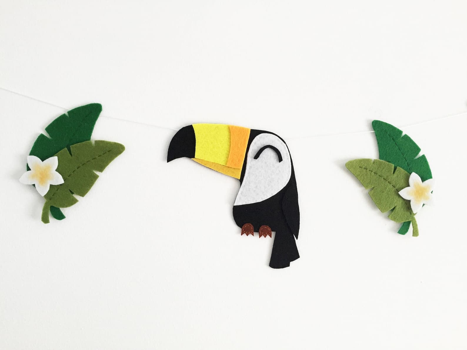 Toucan Felt Garland Tropical Summer Decor Exotic Bird Living Room ...
