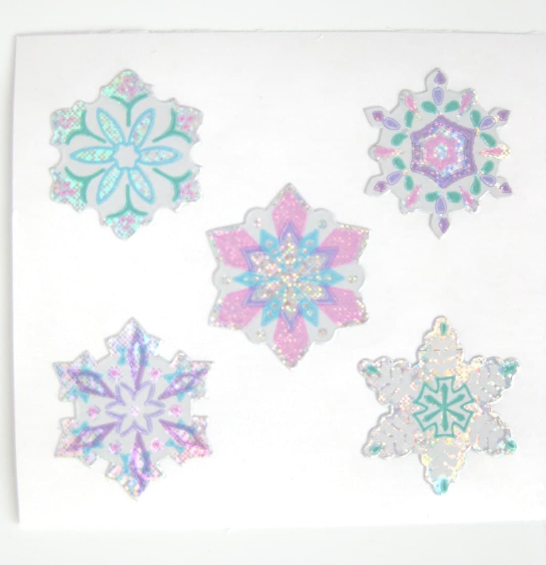 Sandylion Frozen Sparkly Prismatic Snowflake Stickers - 3 Repeat ...