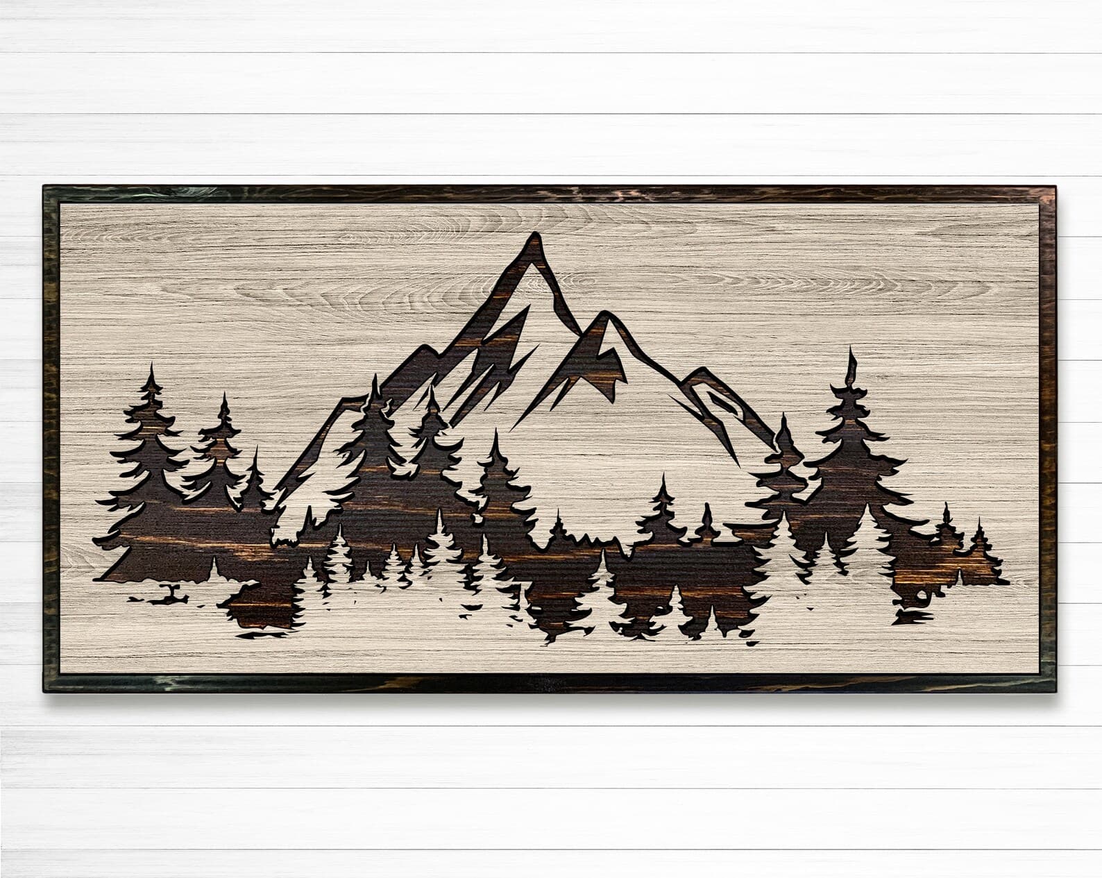 Mountain Wood Wall Art Cabin Wall Decor Nature and Tree Art Carved Wood ...