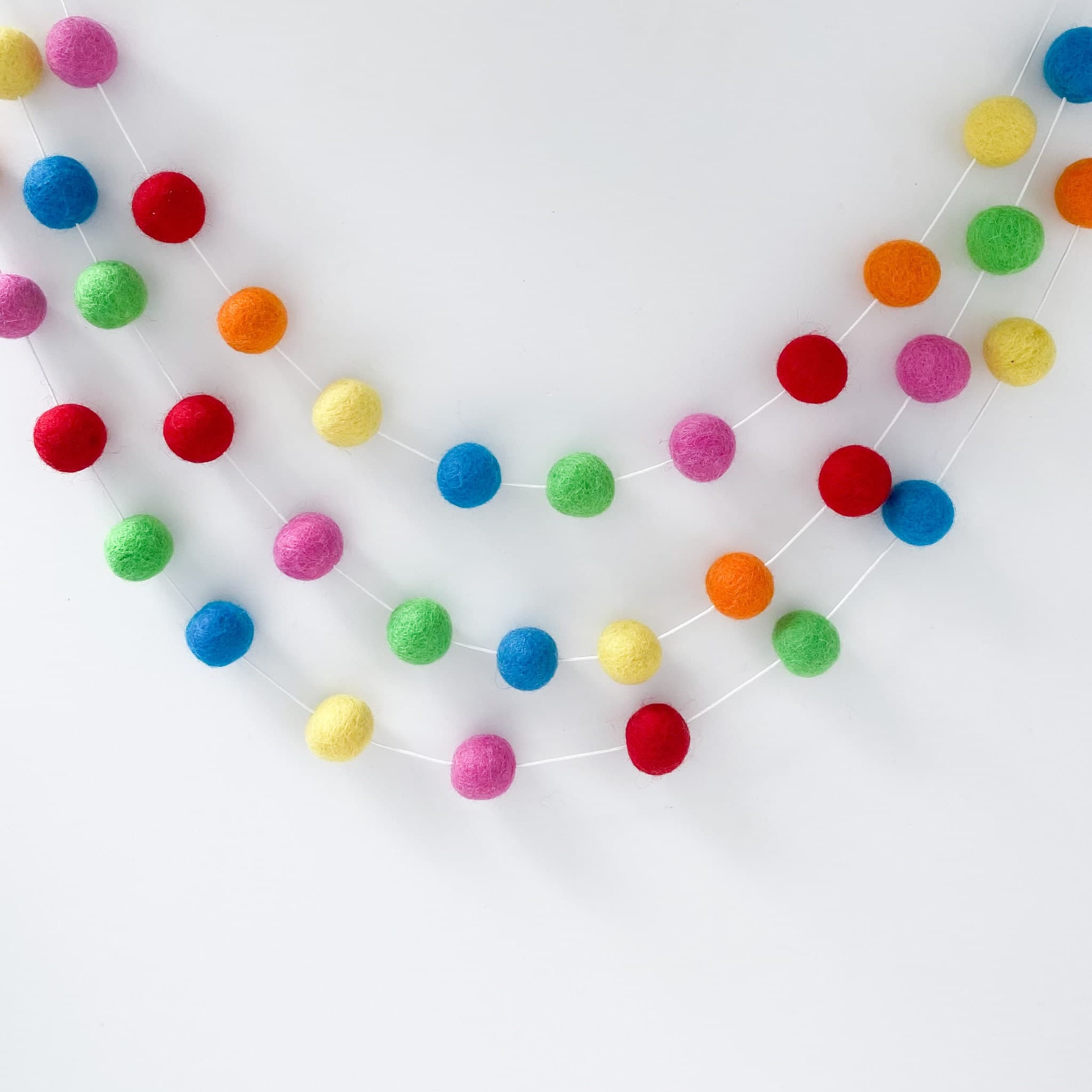 Felt Ball Garland - Pom Pom Garland in Rainbow Bright - Nursery, Kids ...