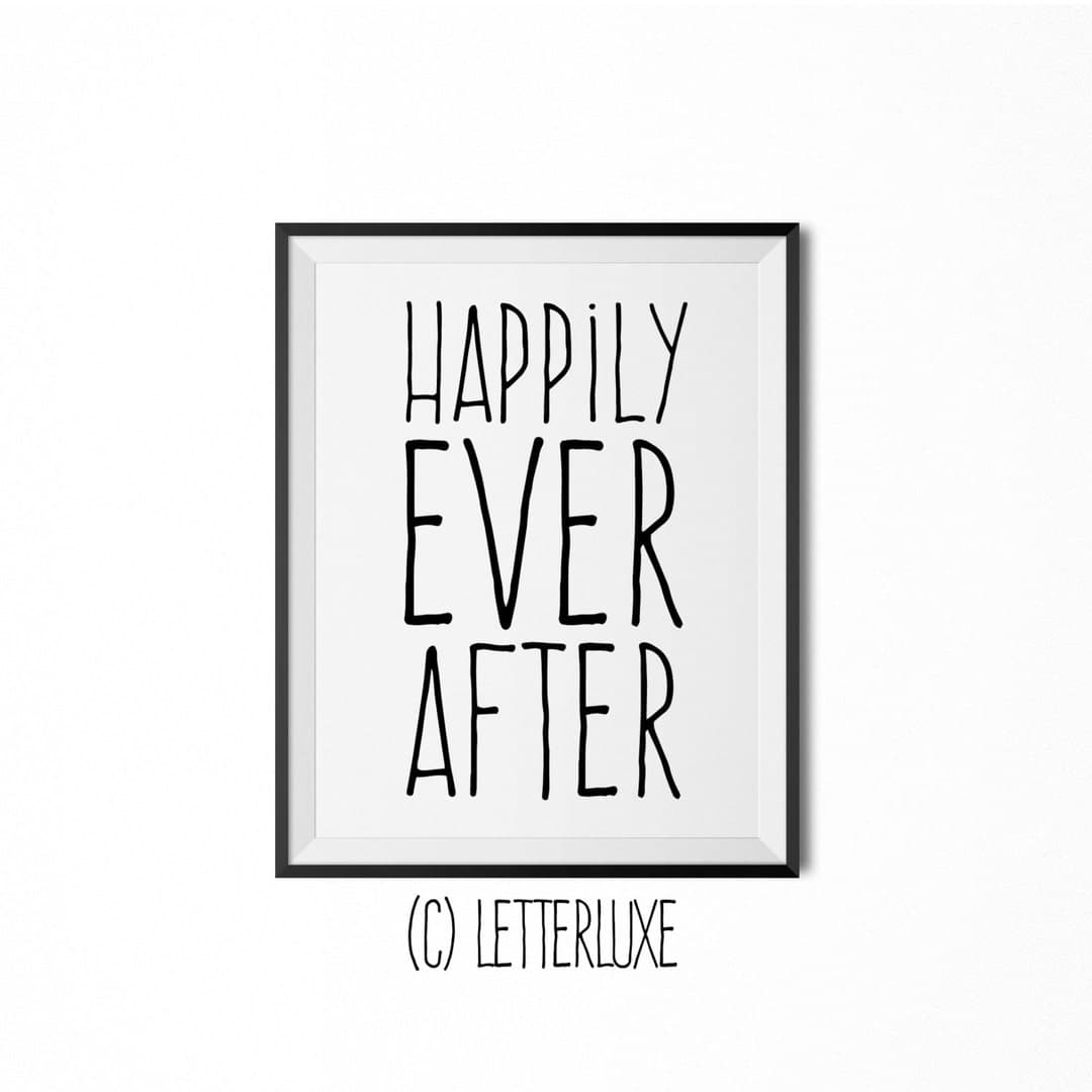 Happily Ever After, Literary Art for New Baby Nursery Decor, Fairytale ...