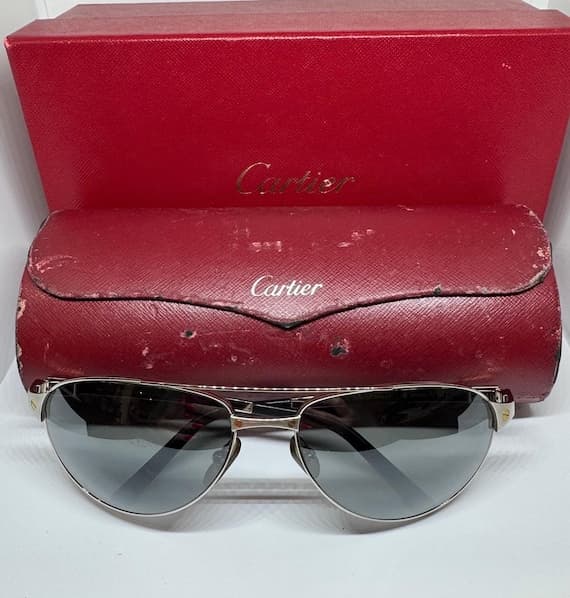 Lunettes de soleil aviateur vintage Cartier Santos-Dumont - ton ...
