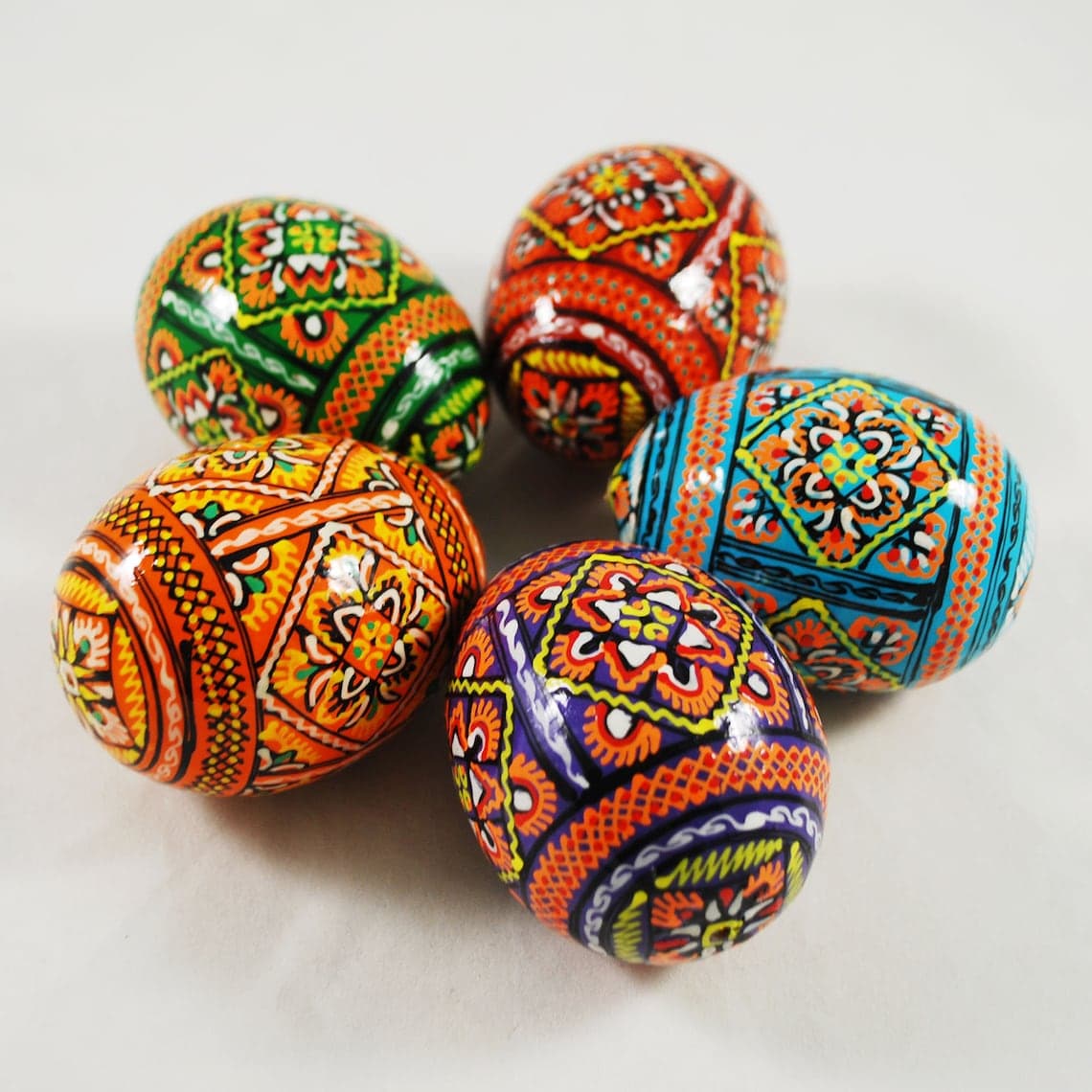Set 5 Easter wooden eggs Ukrainian traditional pysanky Hand | Etsy