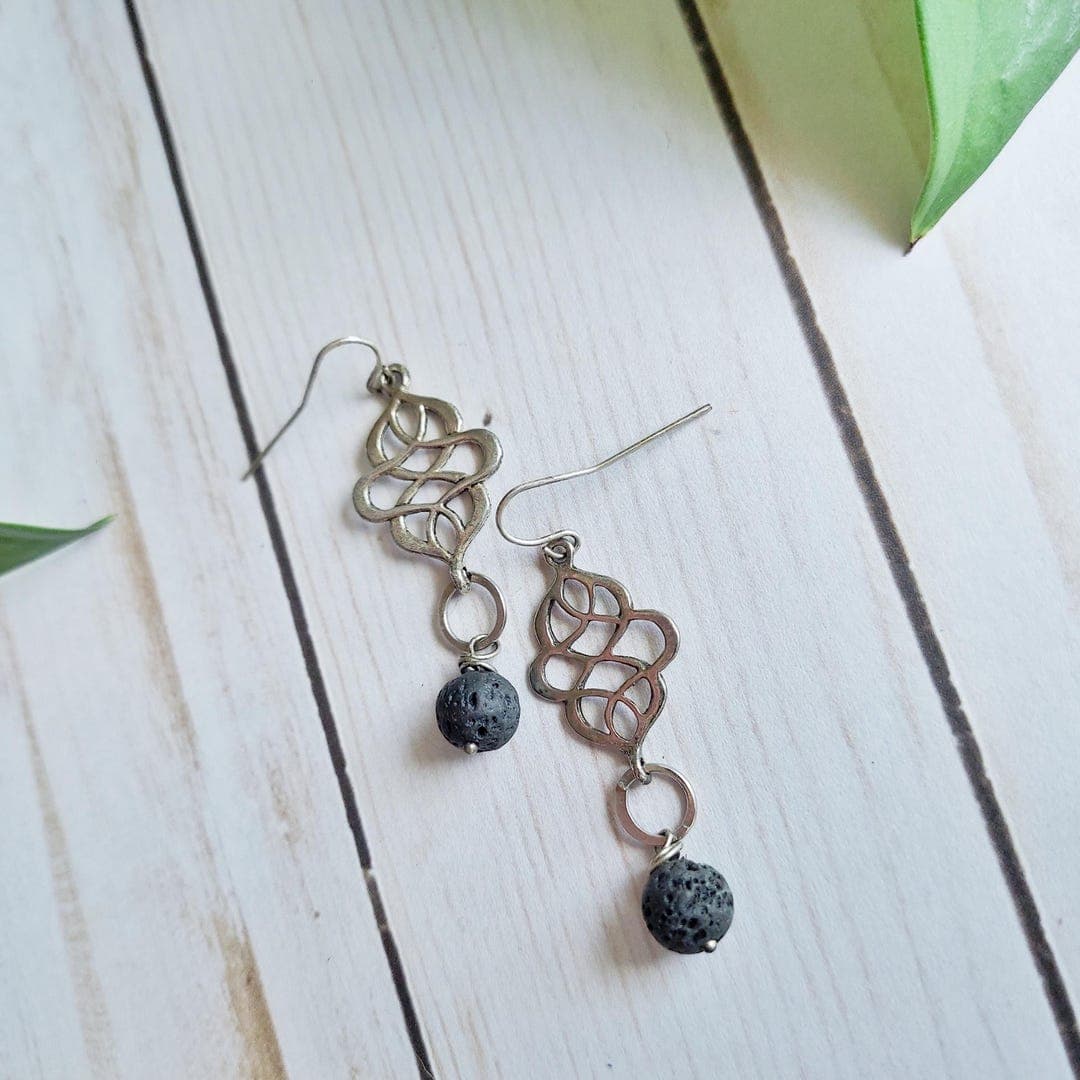 Scrollwork and Lava Stone Essential Oil Diffuser Earrings - Etsy