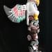 Northwest Coast Haida Art Eagle, Bear and Raven Wood Carved Totem Pole ...