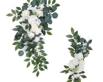 Artificial White Rose and Eucalyptus Wedding Arch Backdrop - Etsy