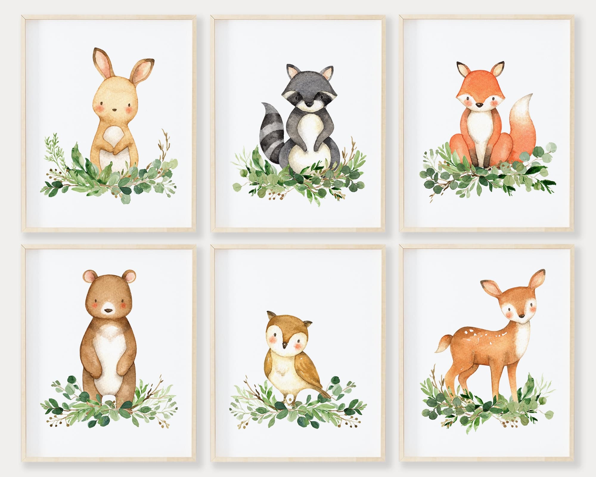 Watercolor Woodland Nursery Decor Printable Wall Art Set of 6, Woodland ...