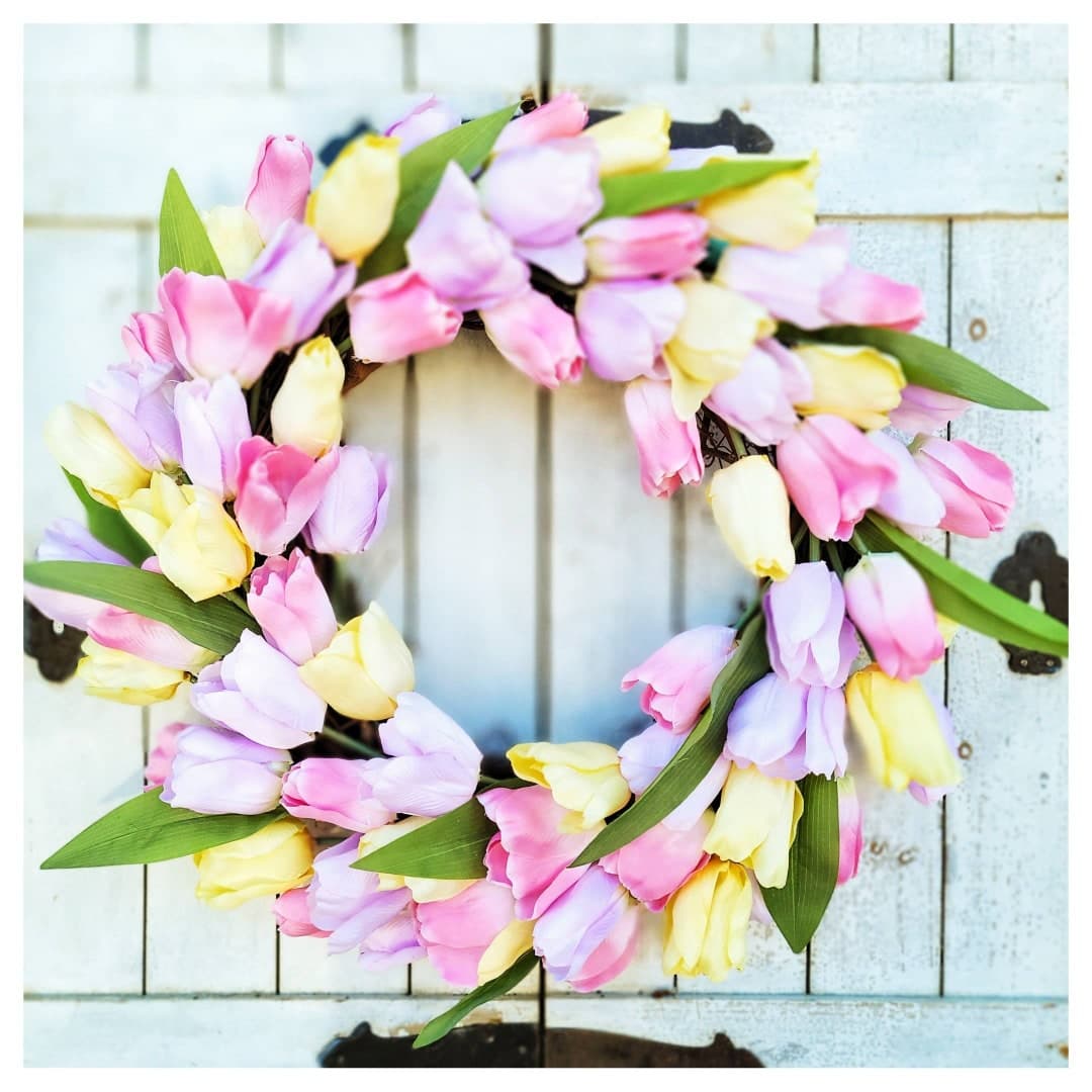 Pastel Tulip Wreath: Spring Easter Front Door Decor - Etsy