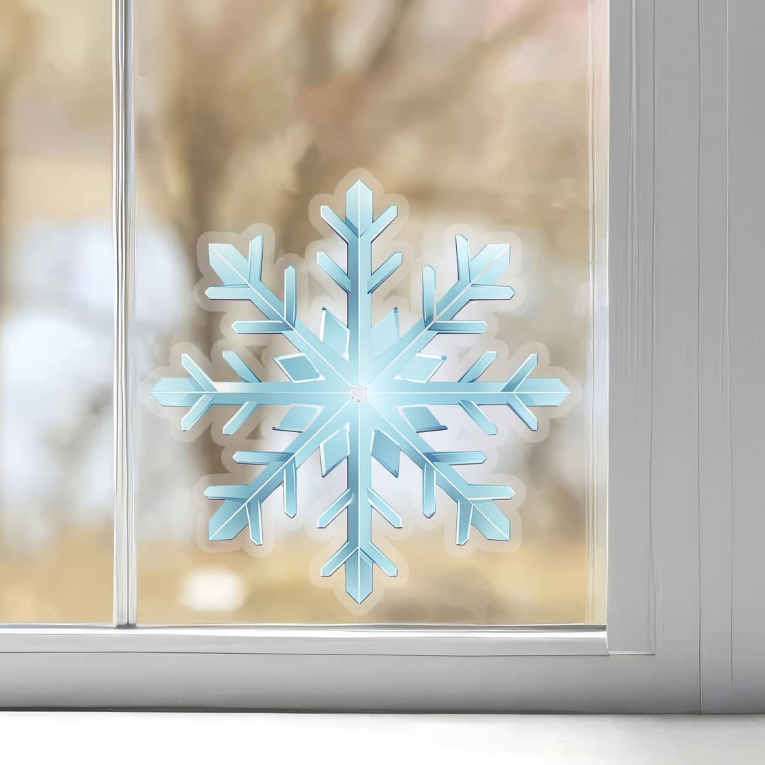 Gleaming Snow Crystal Window Decal Winter Wonderland Decor, Premium ...