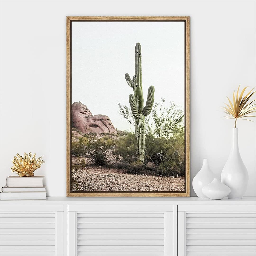 SIGNWIN Framed Canvas Print Wall Art Southwest Country Desert Saguaro ...