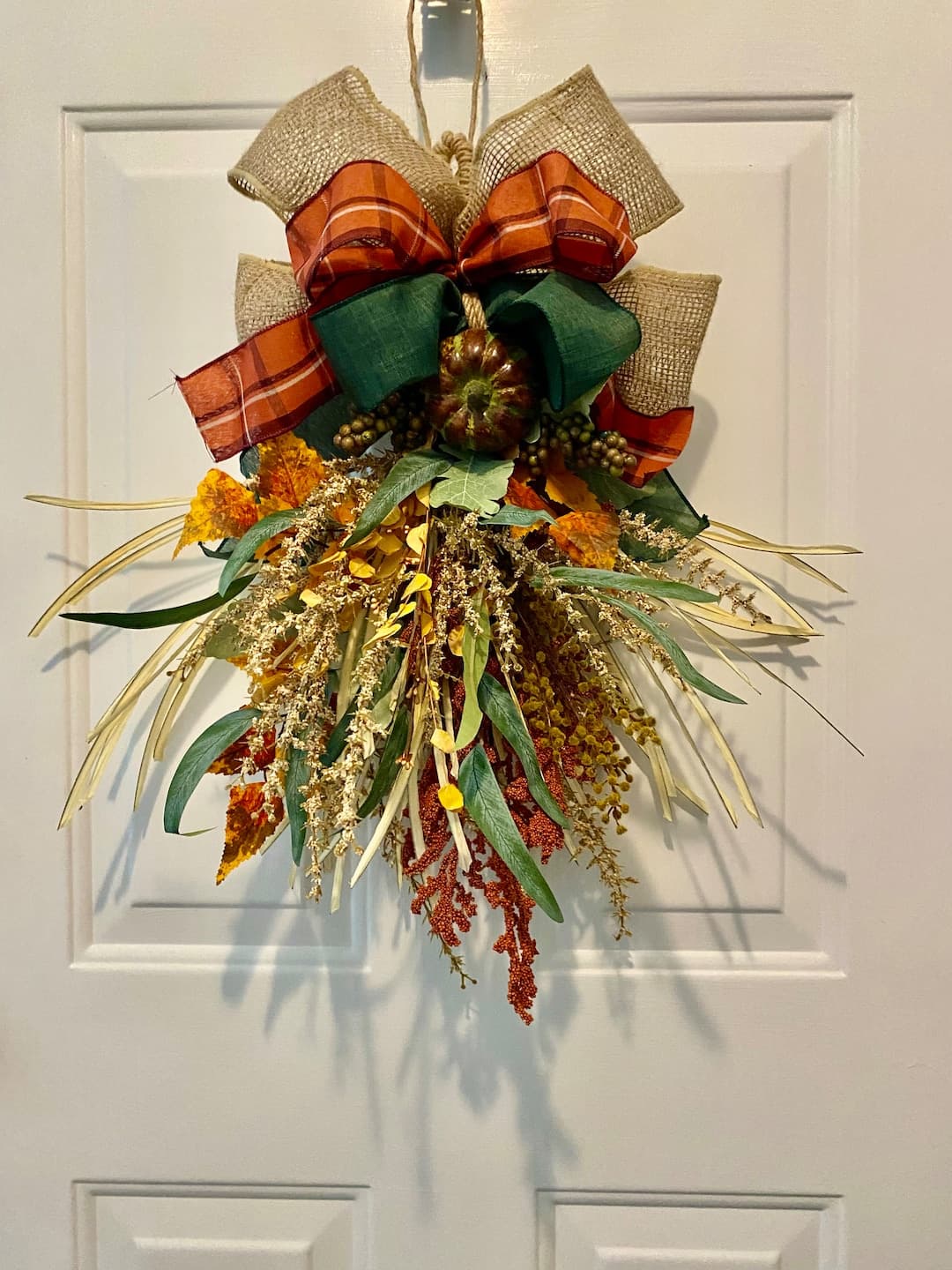 Thanksgiving Fall Wreath Swag for Door, Rustic Fall Nature Maple Autumn ...