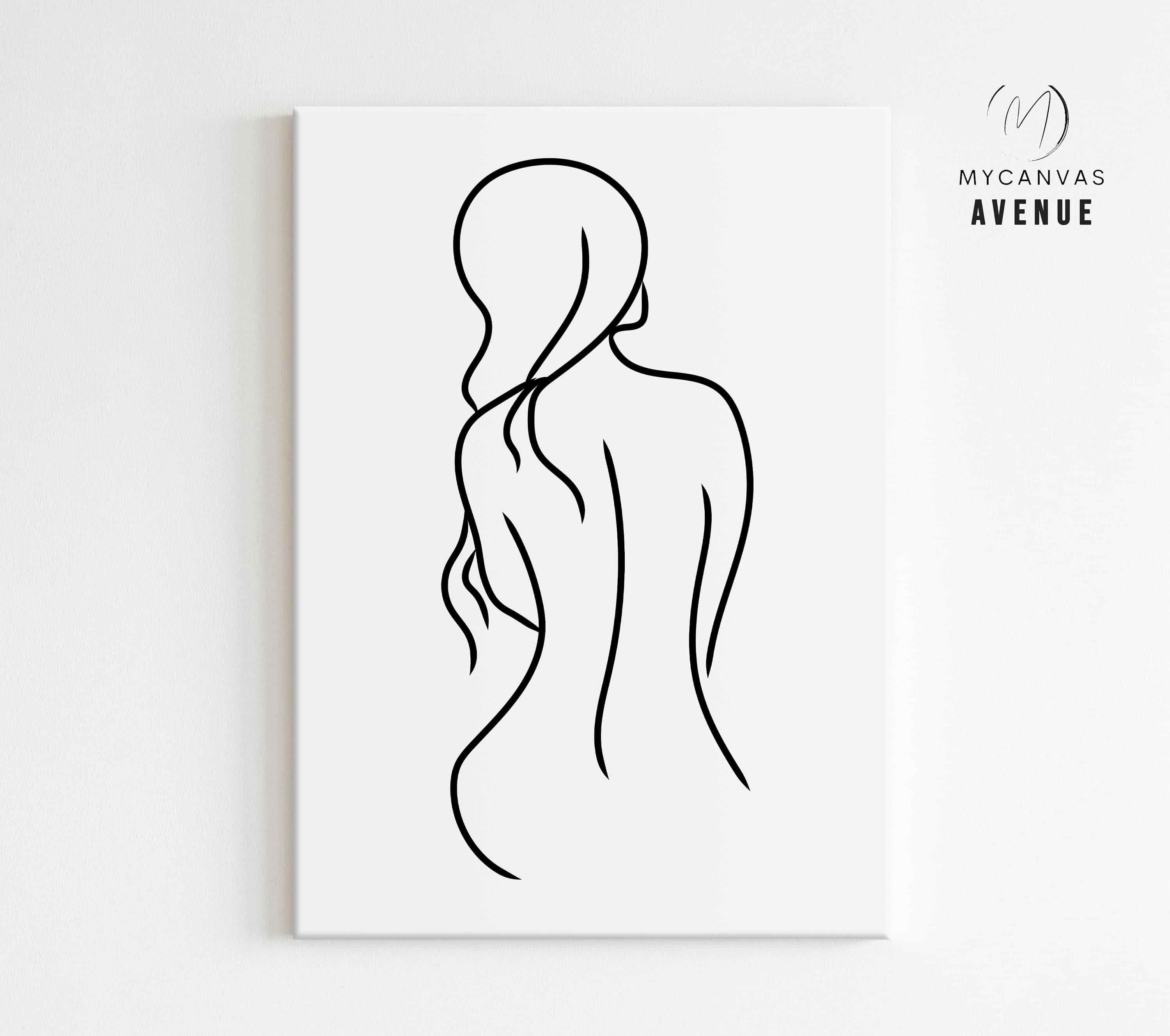 Woman Line Art Canvas Wall Art Feminine Print Minimal | Etsy