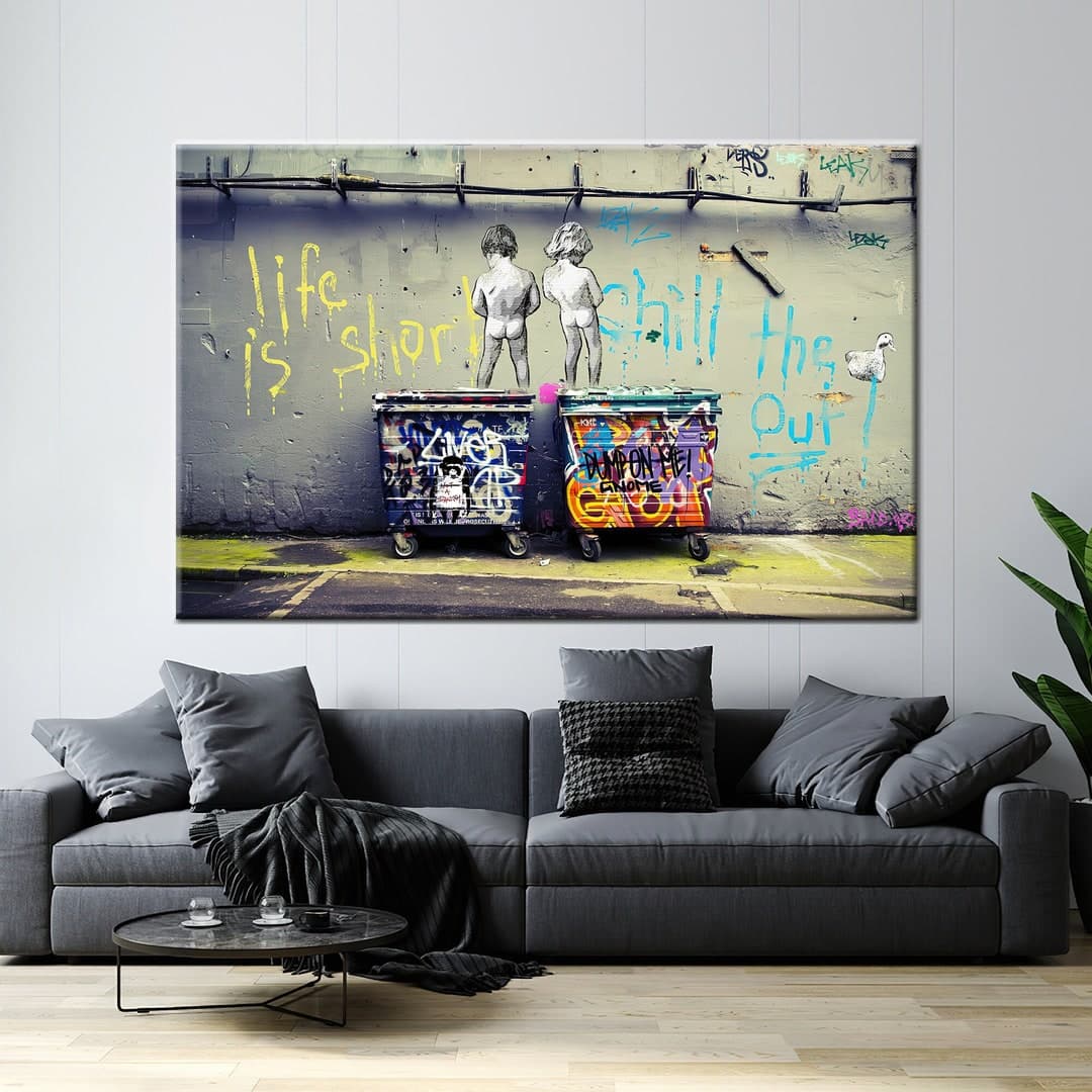 Banksy Style Graffiti Canvas Art: Urban Street Scene Print - Etsy