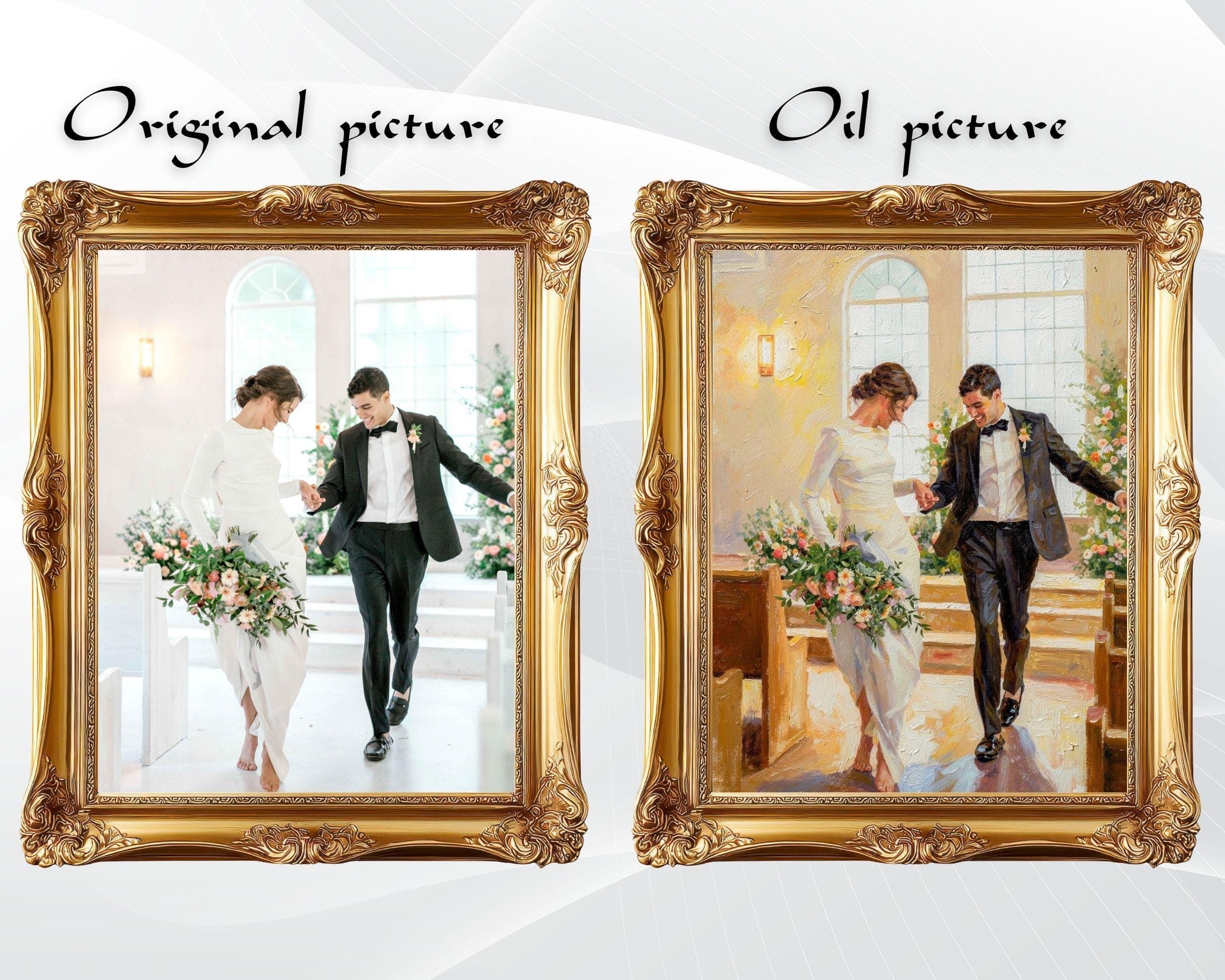 Oil Painting From Photo, Custom Oil Couple Portrait, Canvas Wall Art ...