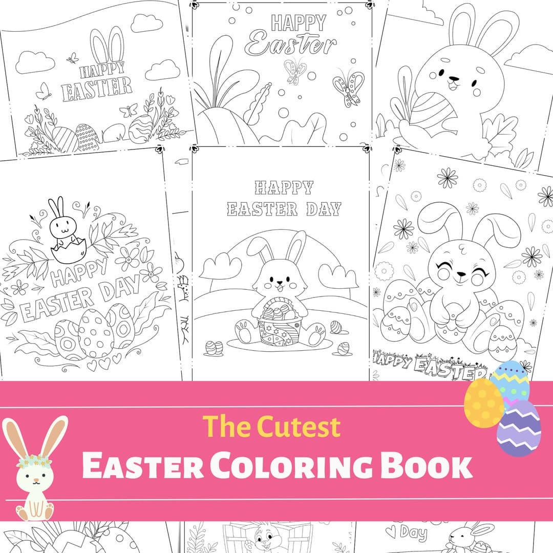 Easter Coloring Book Printable for Kids With Cute Easter Bunny Coloring ...