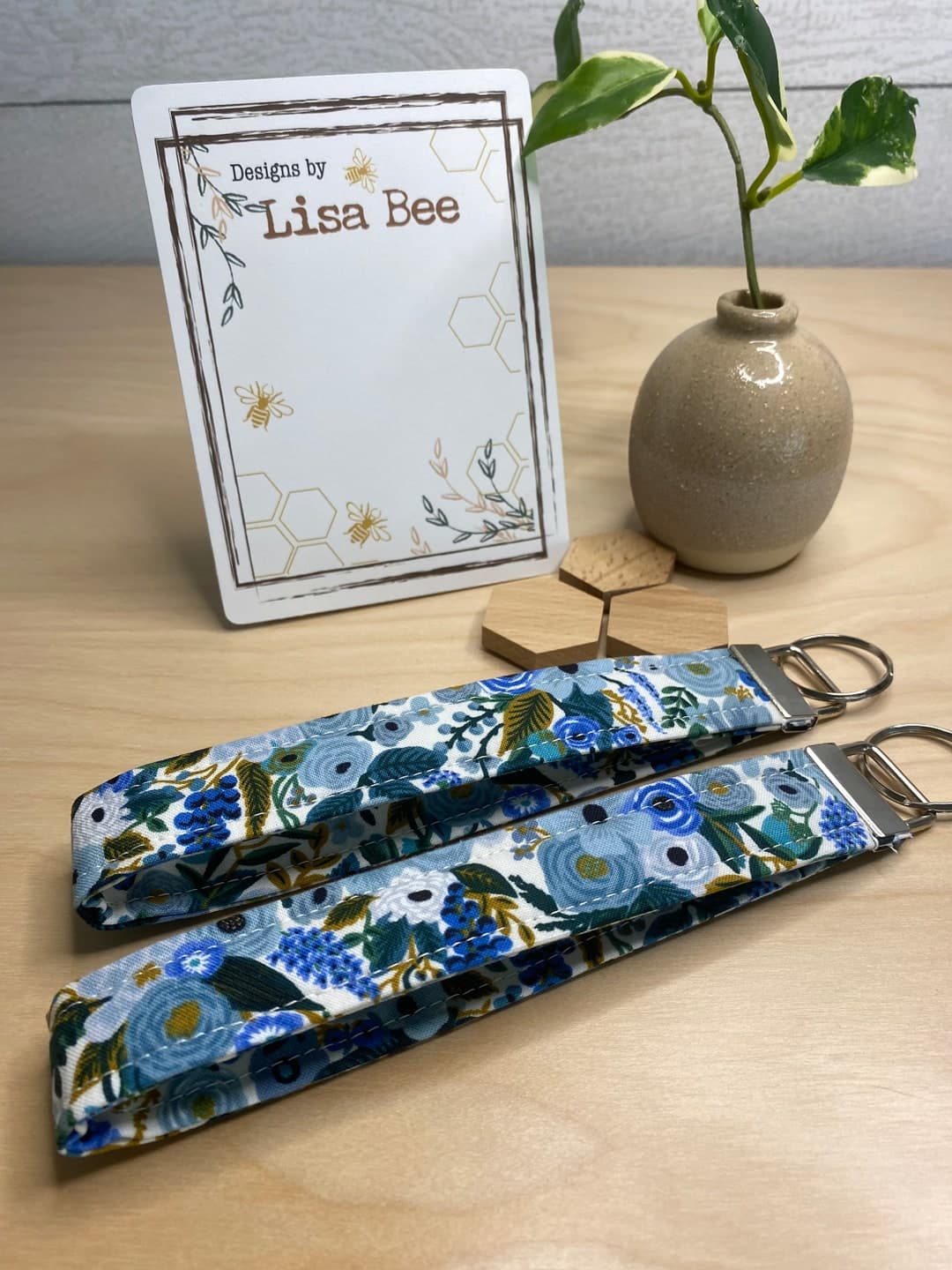 Indigo Blue Floral Rifle Paper Co Fabric Key Fobs, Keychains, Wristlet ...