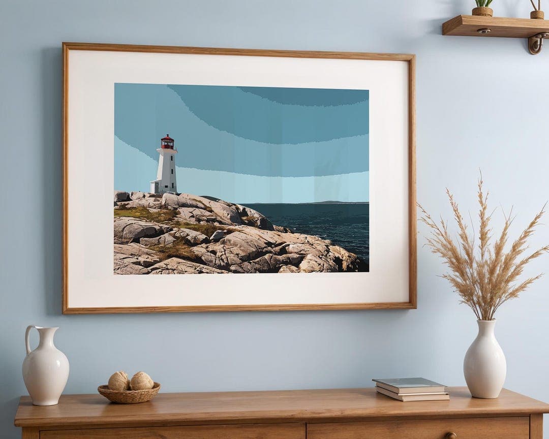 Peggy's Cove Lighthouse Art Print, Nova Scotia Coastal Wall Decor ...