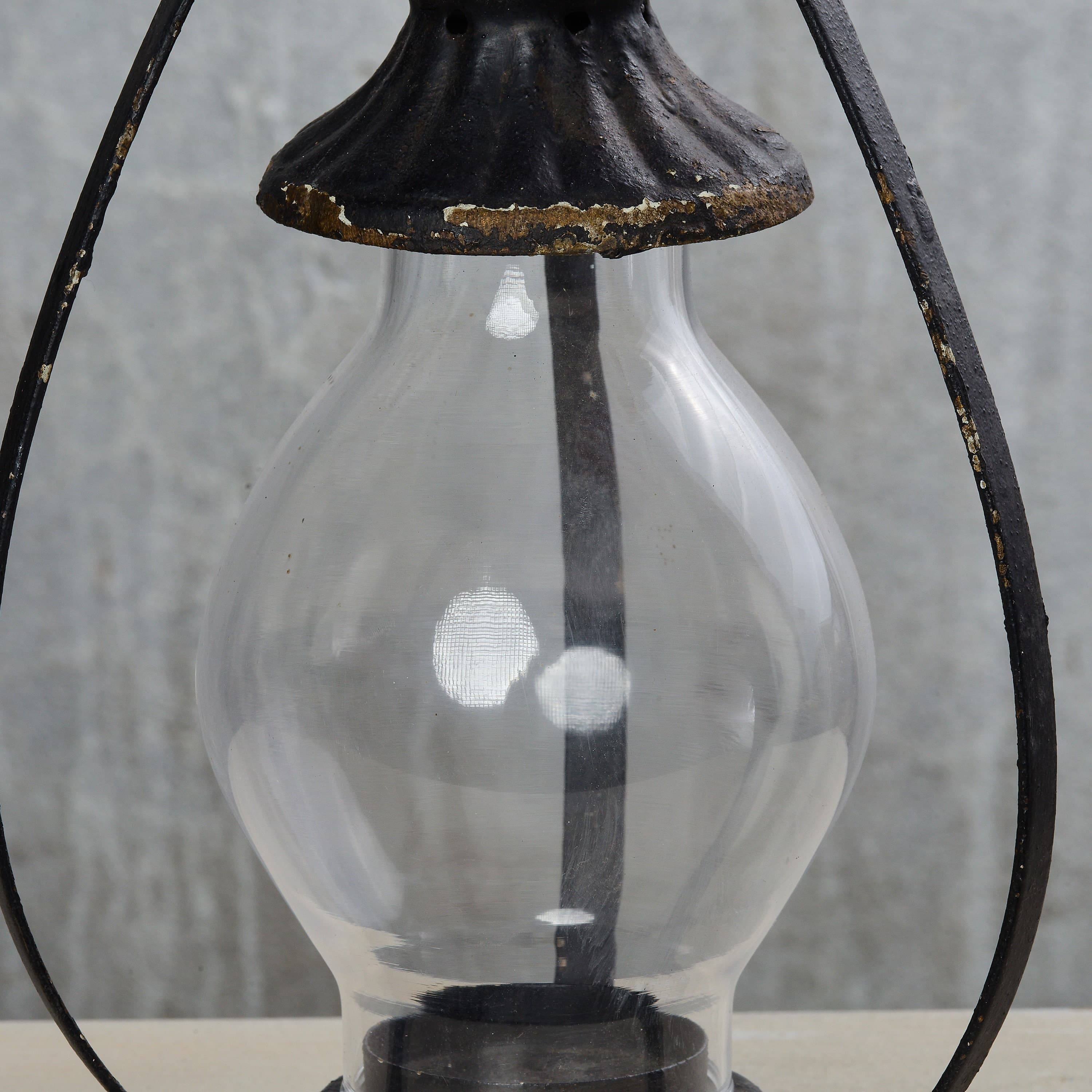 Vintage Glass Hurricane Lantern Rustic Candle Lamp, Antique Style Table ...