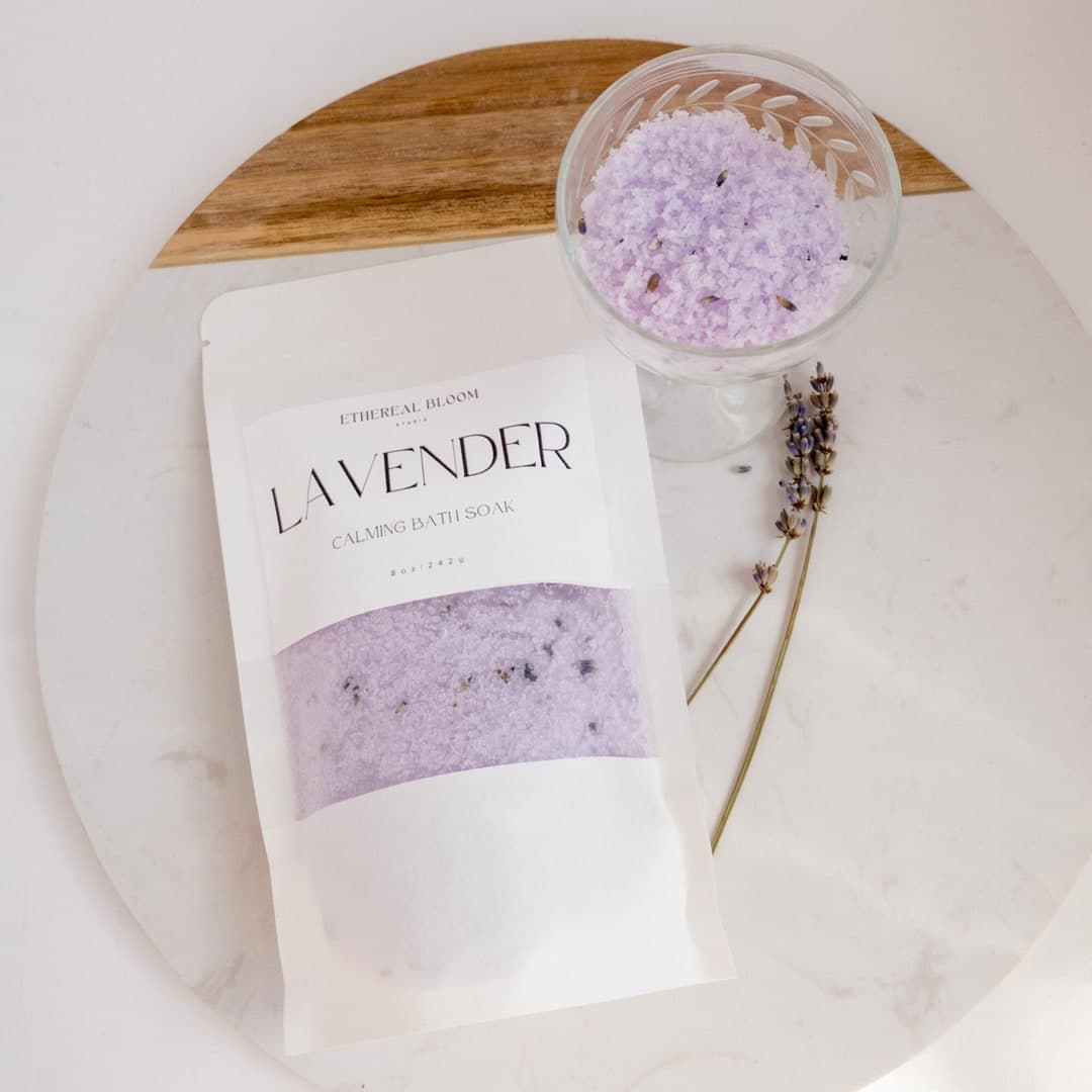 Calming Lavender Bath Salts | Floral Bath Soak | Floral Essential Oil ...