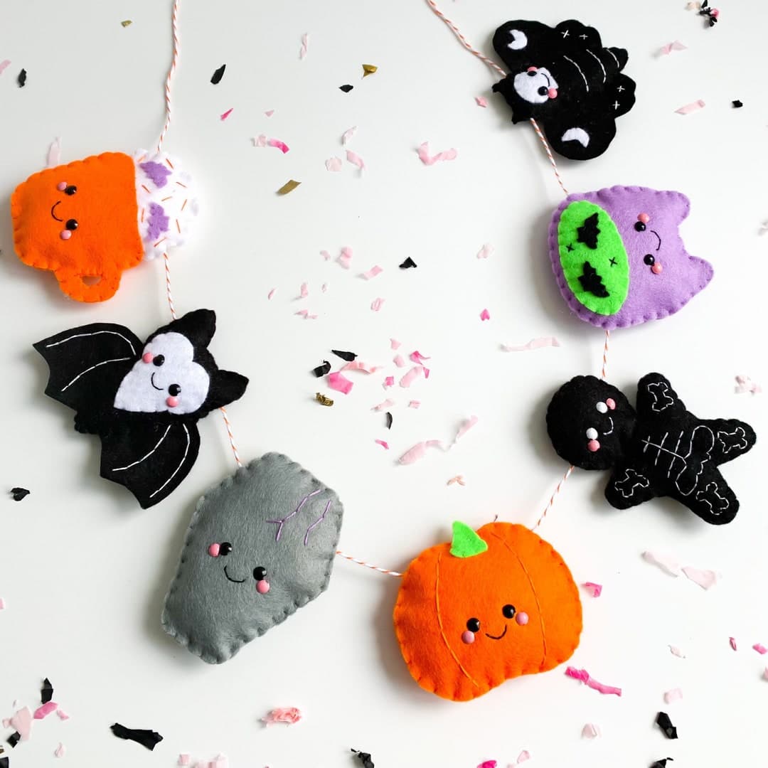 Halloween Felt Garland, Halloween Home Decor, Spooky Felt Banner, Cute ...