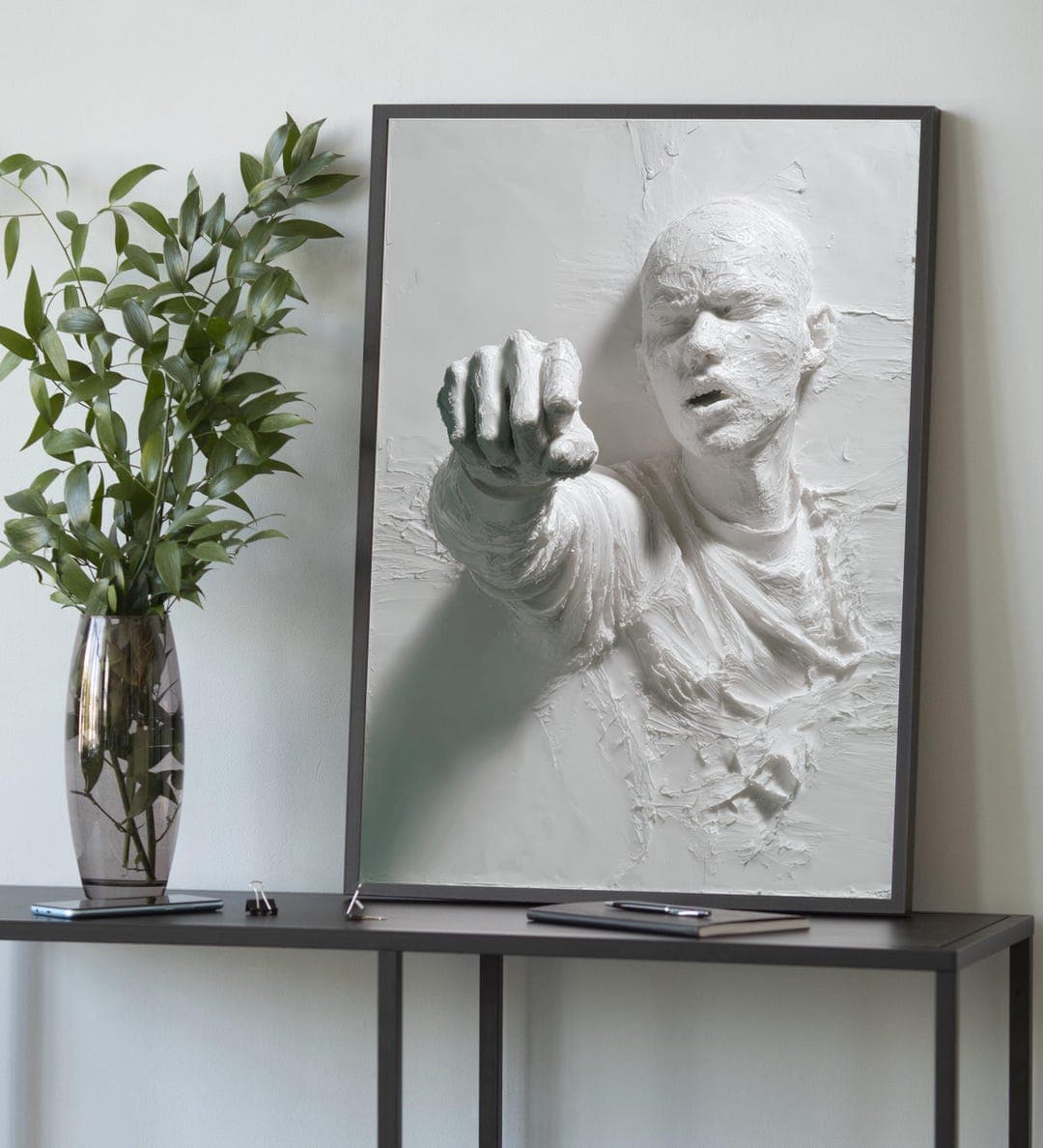 3D Human Figure Canvas Wall Art – Modern Abstract White Sculpture ...