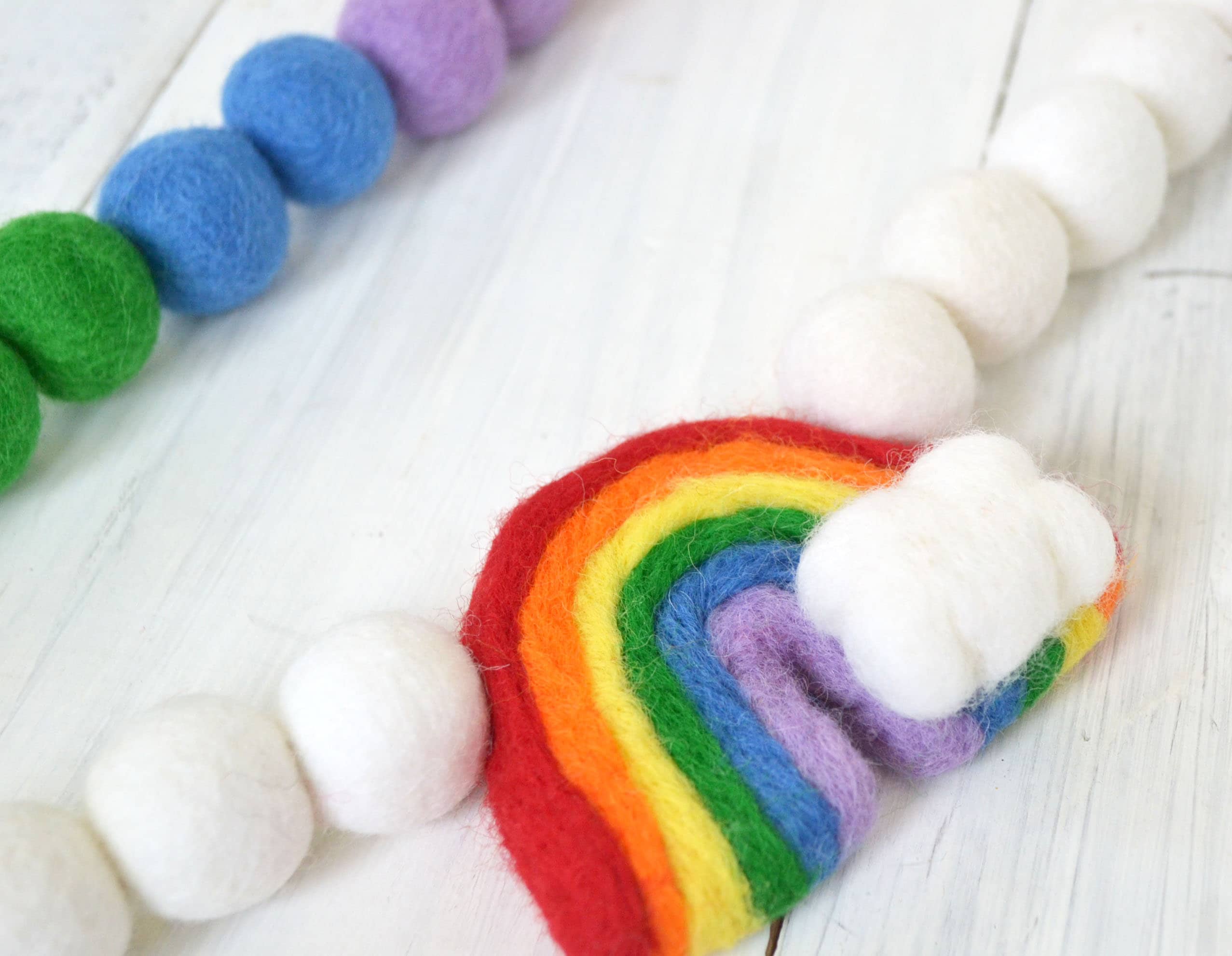 Rainbow Felt Ball Garland Rainbow Felt Garland Rainbow | Etsy