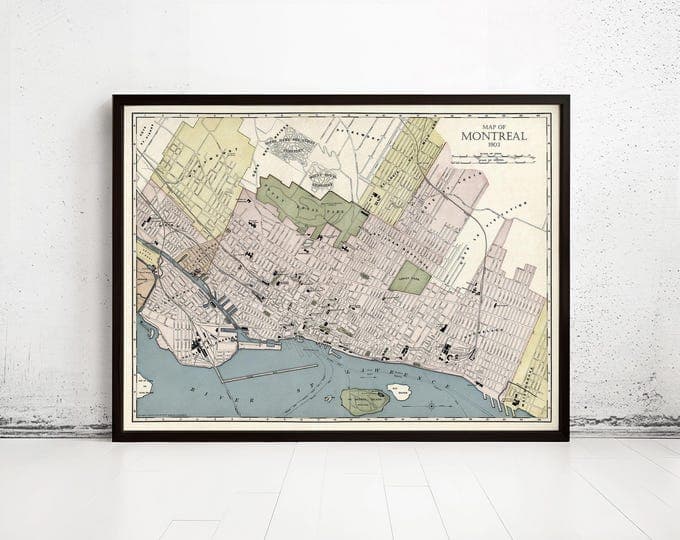 1758 Map of Montreal, Antique Map of Montreal, Old Historical Map of ...