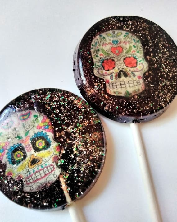 Halloween Party Favor Lollipops Sugar Skull Lollipops Set of | Etsy