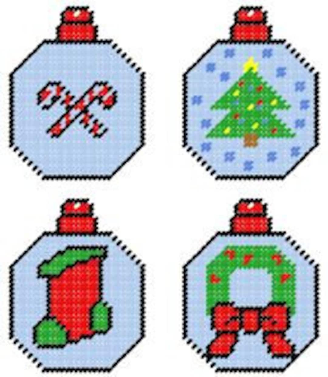 Christmas Plastic Canvas Ornament Set Pattern - Etsy