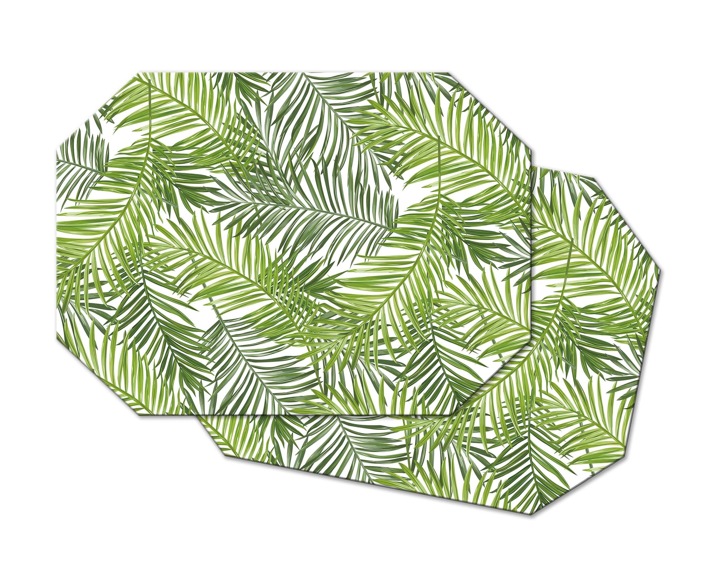 Tropical palm leaf Oval Round Placemats For Round Tables | Etsy