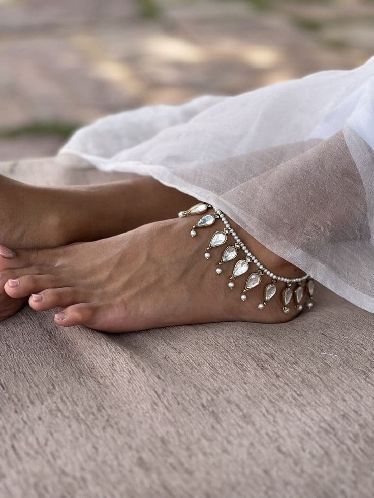 Mahbub Anklet | Anklets, Gold plated silver, Faux pearl
