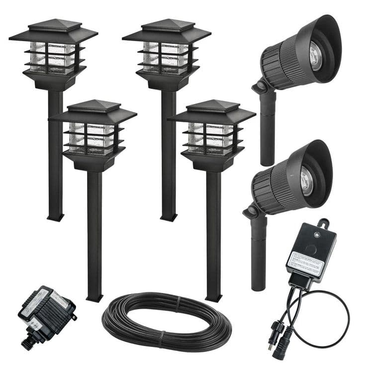 Hampton Bay Low-Voltage Black Outdoor Integrated LED Landscape Zen Path ...