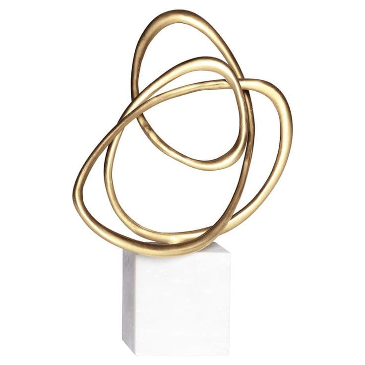 Drea Modern Classic Satin Brass White Marble Helix Sculpture ...