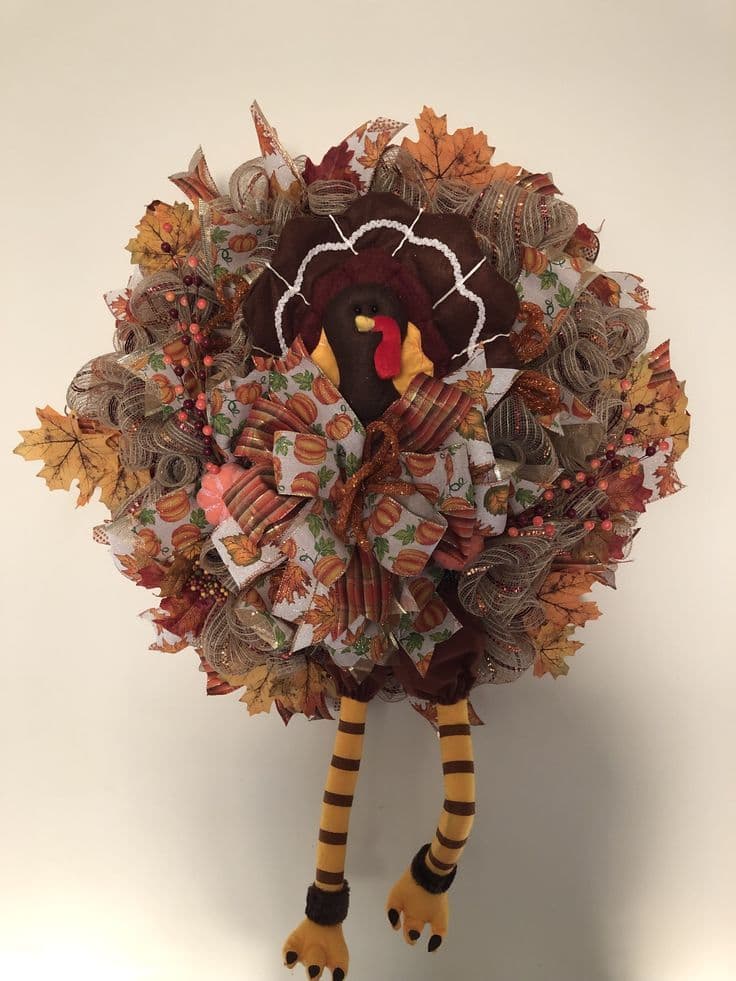 Turkey wreath, Thanksgiving turkey wreath, Thanksgiving wreath, Fall ...